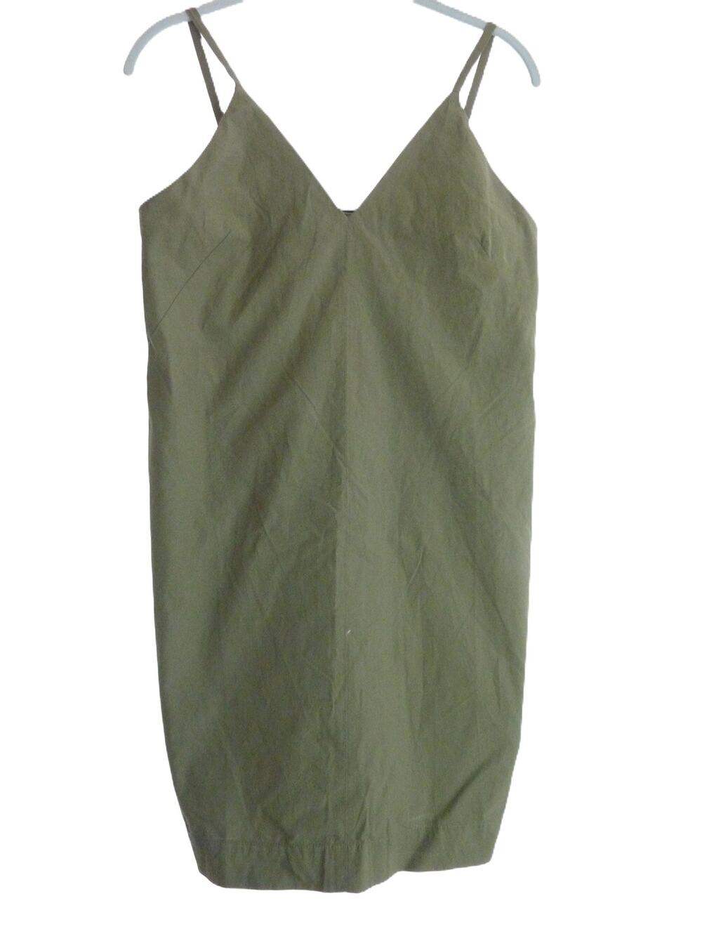 Everlane The Poplin Slip Dress V-Neck Kalamata Green Women 00